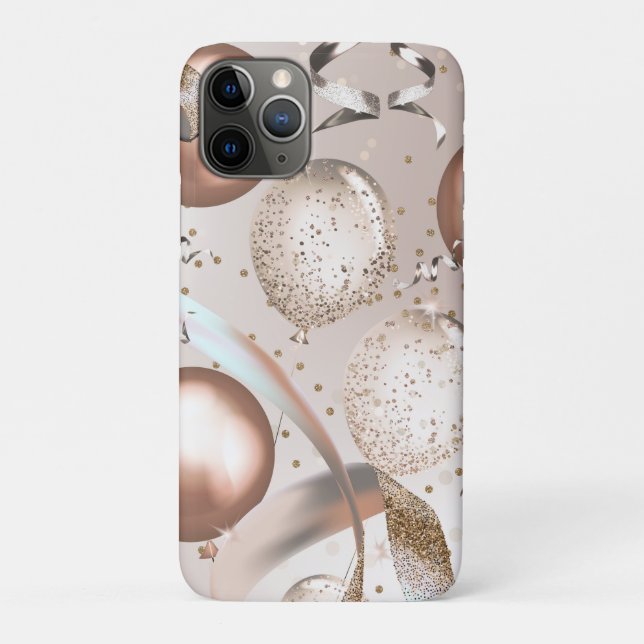 Coques Case-Mate iPhone Balloons Rose Gold Ruban Rose et Paillettes (Dos)