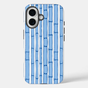 Coque Pour iPhone 16 Bambooey Rayure de bambou en porcelaine bleue