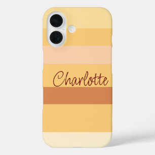 Coque Pour iPhone 16 Bande beige et marron nom personnalisé