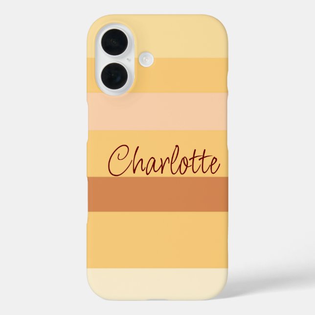 Coques Case-Mate iPhone Bande beige et marron nom personnalisé (Verso)