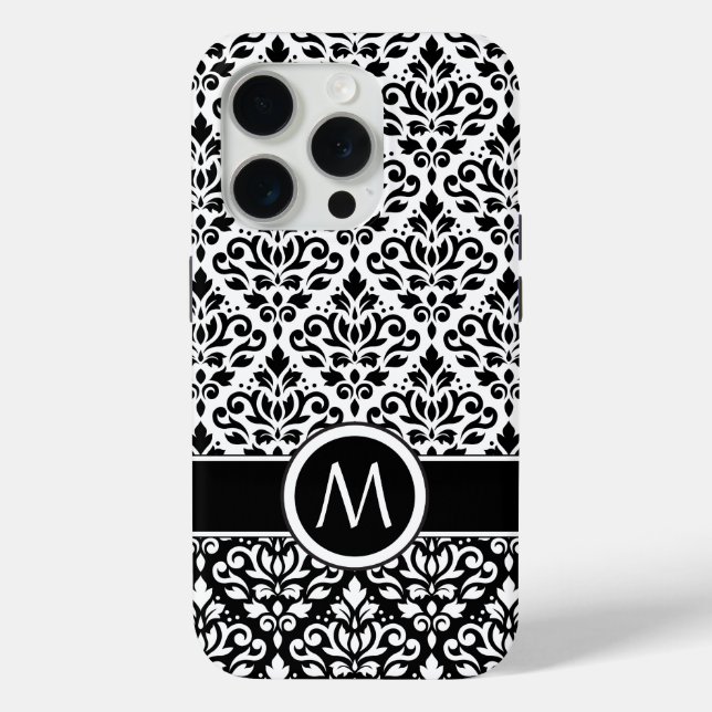 Coques Case-Mate iPhone Bande BW 2Part Ptn Damask (Personnalisée) (Verso)