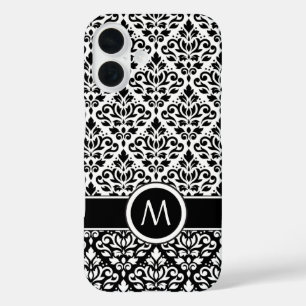 Coque Pour iPhone 16 Bande BW 2Part Ptn Damask (Personnalisée)