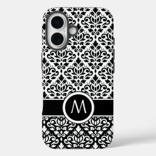 Coque Pour iPhone 16 Bande BW 2Part Ptn Damask (Personnalisée)