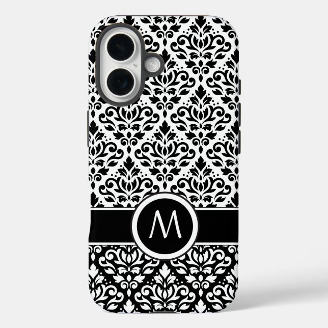 Coques Case-Mate iPhone Bande BW 2Part Ptn Damask (Personnalisée) (Verso)