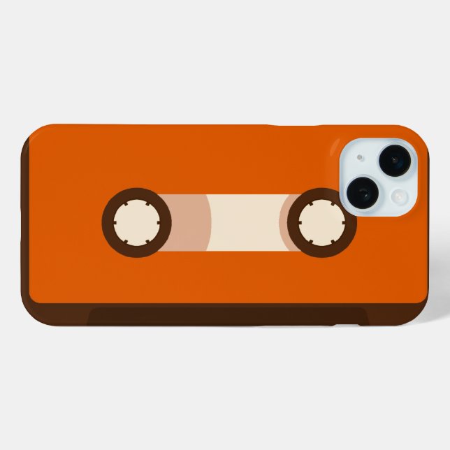 Coques Case-Mate iPhone Bande de cassette orange et Brown rétro (Verso (horizontal))