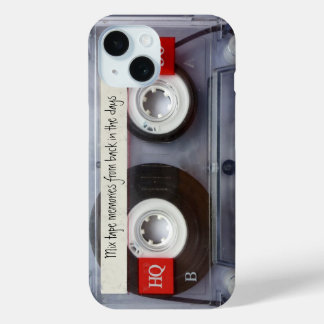 Coque Pour iPhone 15 Bande de cassette rétro drôle Personnalisé