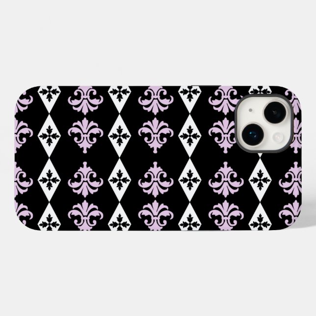 Coques Case-Mate iPhone Bande de diamant damassé orange (Verso (horizontal))