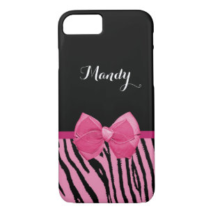 Coque Case-Mate Pour iPhone Bande de tigre noire rose mignonne Nom du ruban de