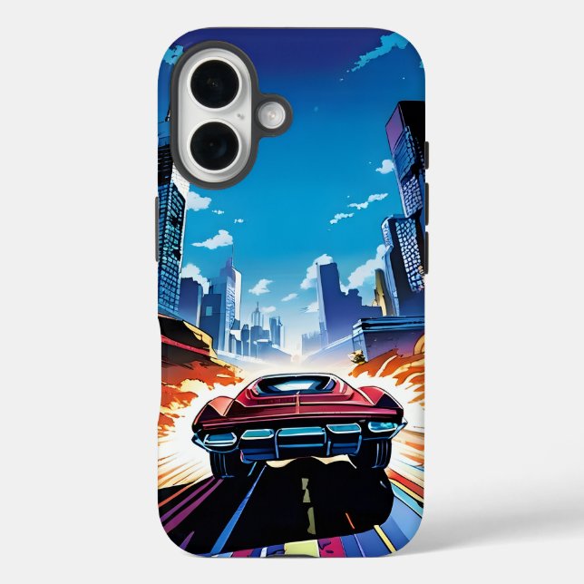 Coques Case-Mate iPhone Bande dessinée de voiture allant vite (Verso)