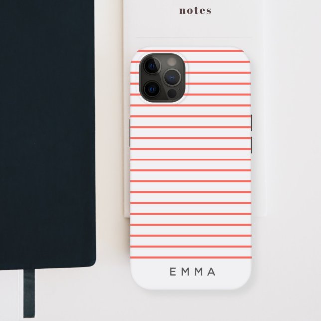 Coques Case-Mate iPhone Bande moderne | Coral rose gris scandinave Nom (Créateur téléchargé)