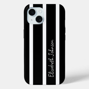 Coque Case-Mate iPhone Bande moderne noire et blanche Personnalisée