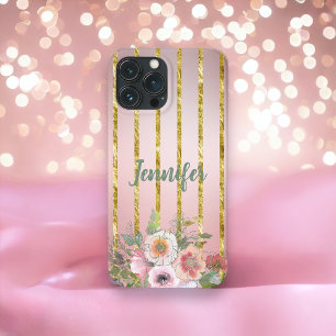 Case-Mate iPhone Case Bande rose Or Éperche Or Avec Fleurs
