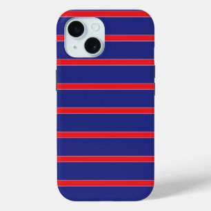 Coque Case-Mate iPhone Bande rouge et blanche sur bleu marine