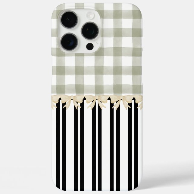 Coques Case-Mate iPhone Bande verte noire et blanche Chèque Paris inspiré (Verso)