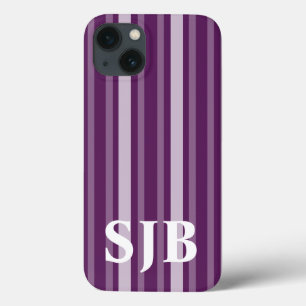 Etui iPhone 13 Bande victorienne violette avec monogramme