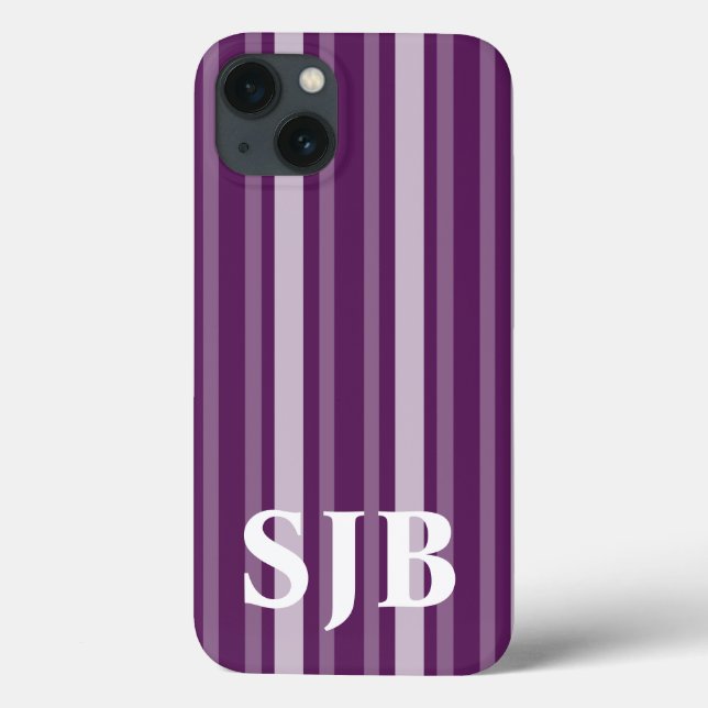 Coques Case-Mate iPhone Bande victorienne violette avec monogramme (Verso)