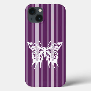 Coques Pour iPhone Bande victorienne violette avec papillon
