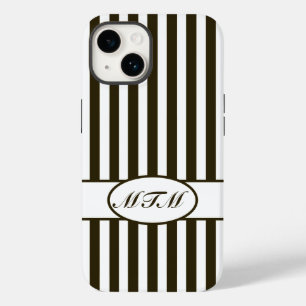 Coque Case-Mate iPhone Bandes automnales au chocolat avec monogramme