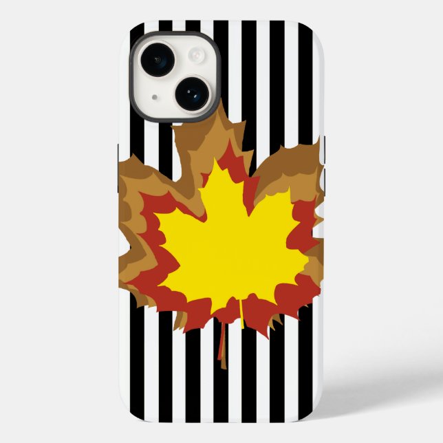 Coques Case-Mate iPhone Bandes automnales noires avec Feuilles (Verso)
