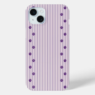 Coque Case-Mate iPhone Bandes chics violettes et lignes de fleurs violett