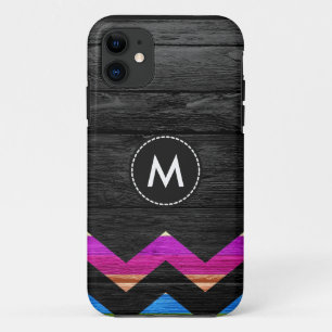 Etui iPhone Case-Mate Bandes colorées Chevron Sur Le Bois #11