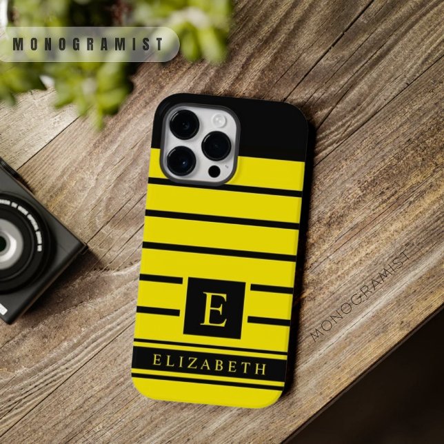 Coques Case-Mate iPhone Bandes Couleurs Personnalisées Jaune Et Noir (Black yellow stripes phone case)