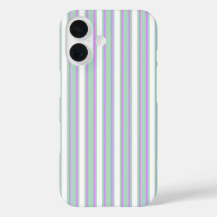 Coque Pour iPhone 16 Bandes de bonbons à la menthe et au lilas