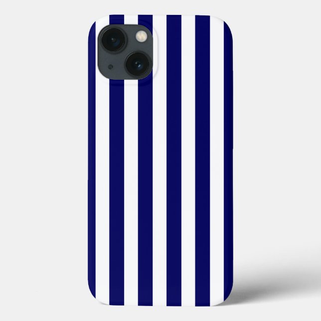 Coques Case-Mate iPhone Bandes de bonbons bleu et blanc marine Coque-Mate  (Verso)