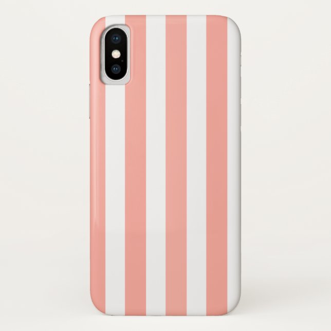 Coques Case-Mate iPhone Bandes de bonbons corail et blanc (Dos)