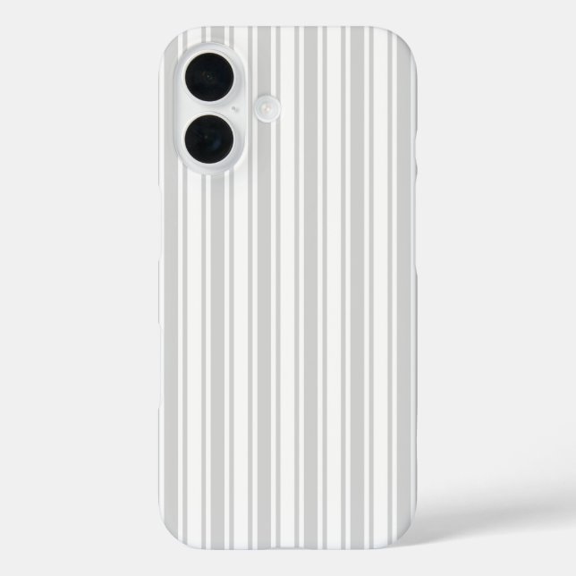 Coques Case-Mate iPhone Bandes de bonbons gris clair et blanc (Verso)
