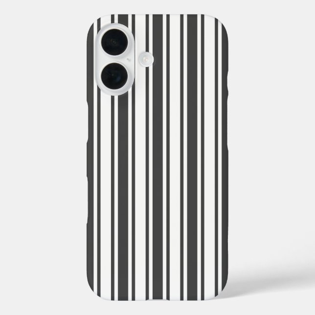 Coques Case-Mate iPhone Bandes de bonbons grises et blanches au charbon (Verso)