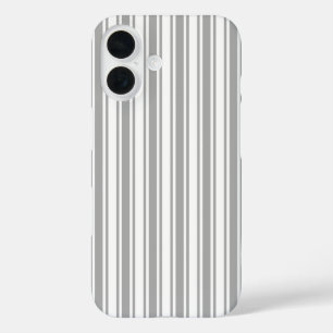 Coque Pour iPhone 16 Bandes de bonbons grises et blanches Coque-Mate co
