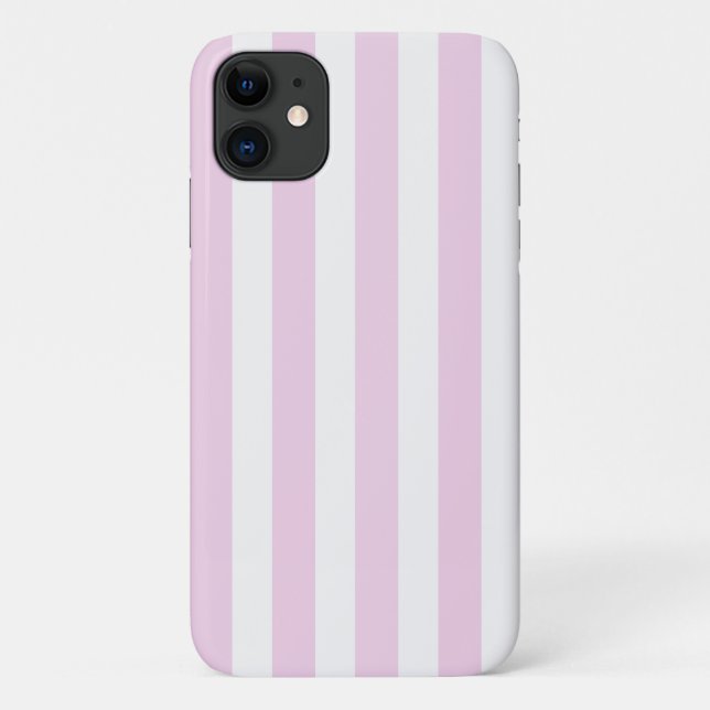 Coques Case-Mate iPhone Bandes de bonbons rose pâle et blanc (Dos)