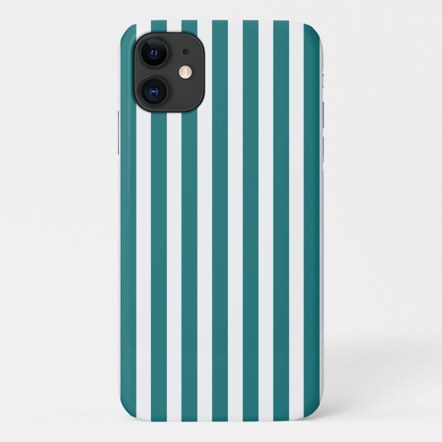 Coques Case-Mate iPhone Bandes de bonbons turquoises et blanches (Dos)