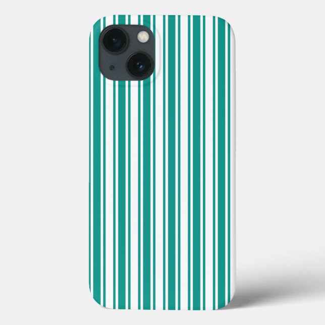 Coques Case-Mate iPhone Bandes de bonbons turquoises et blanches Coque-coq (Verso)