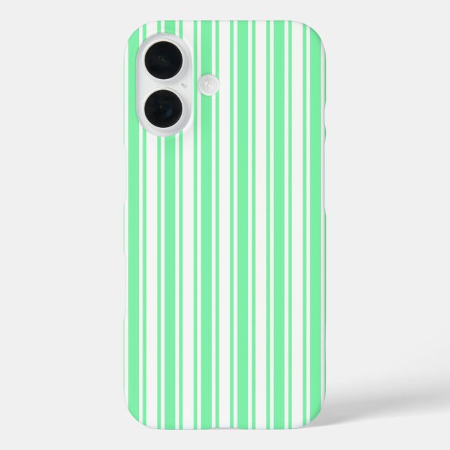 Coques Case-Mate iPhone Bandes de bonbons vert et blanc pastel (Verso)