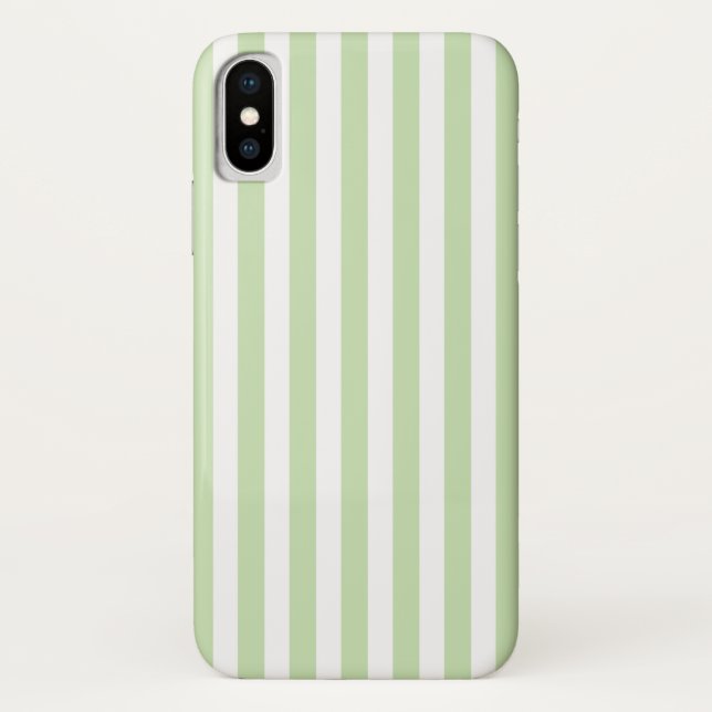 Coques Case-Mate iPhone Bandes de bonbons vert pâle et blanc (Dos)