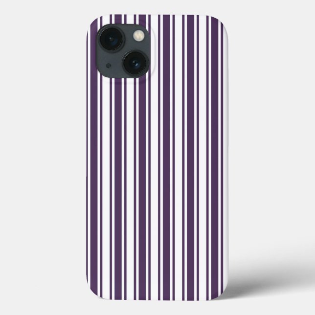 Coques Case-Mate iPhone Bandes de bonbons violettes foncées et blanches Co (Verso)