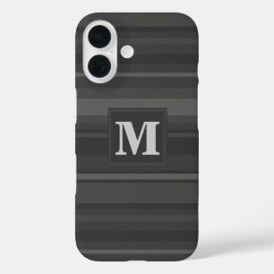 Coque Pour iPhone 16 Bandes de charbon de monogramme