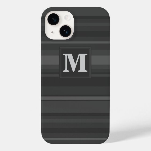 Coques Case-Mate iPhone Bandes de charbon de monogramme (Verso)
