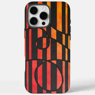 Coque iPhone 16 Pro Max Bandes de coucher de soleil abstrait avec des form