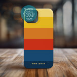 Coque Case-Mate iPhone Bandes de coucher de soleil rétroactives avec nom<br><div class="desc">Rugby Stripes - Un motif preppy avec des rayures audacieuses et un nom. Si votre art doit encore être ajusté,  cliquez sur le bouton Personnaliser. Cela vous mènera à un espace design où vous pouvez déplacer les choses et même changer de couleurs !</div>