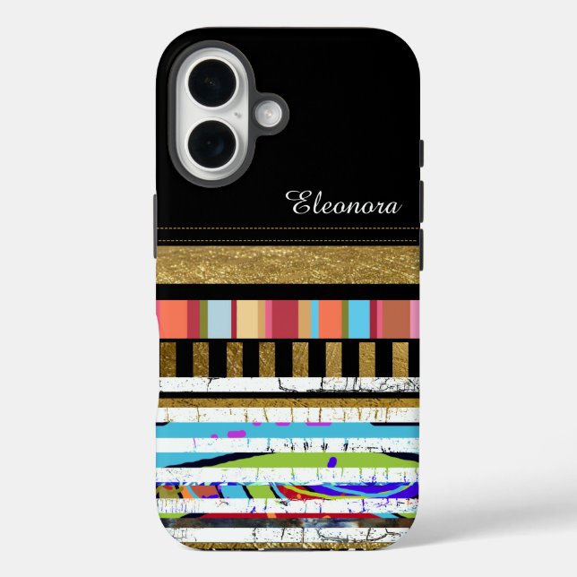 Coques Case-Mate iPhone Bandes de couleur cool avec son nom personnalisé (Verso)