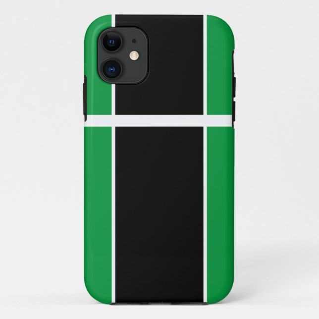 Coques Case-Mate iPhone Bandes de course sportives modernes noires et vert (Dos)