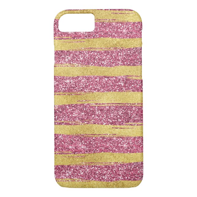 Coques Case-Mate iPhone Bandes de Glitterie Rose Gold Faux (Dos)