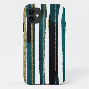 Case-Mate iPhone Case Bandes de paillettes vertes et dorées