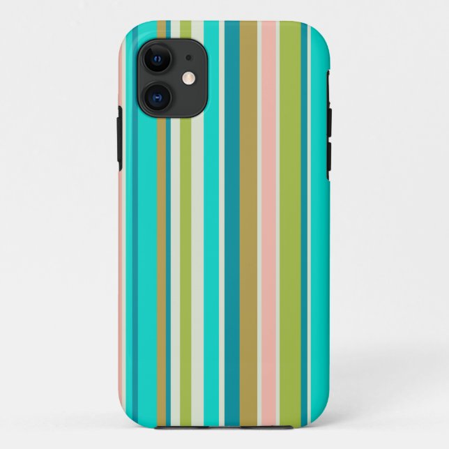 Coques Case-Mate iPhone Bandes de pêche et turquoise roses rétro-verticale (Dos)