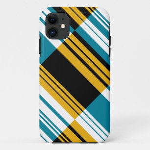 Coque Case-Mate Pour iPhone Bandes diagonales noires, jaunes, bleues, blanches