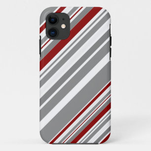 Coques Pour iPhone Bandes diagonales rouges et grises