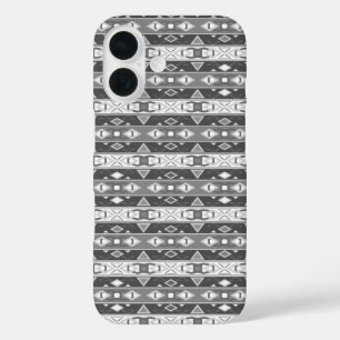 Coque Pour iPhone 16 Bandes et formes géométriques gris blanc